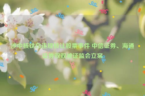 涉中核钛白违规转让股票事件 中信证券、海通证券双双被证监会立案