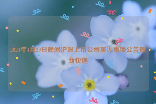 2024年4月29日晚间沪深上市公司重大事项公告最新快递